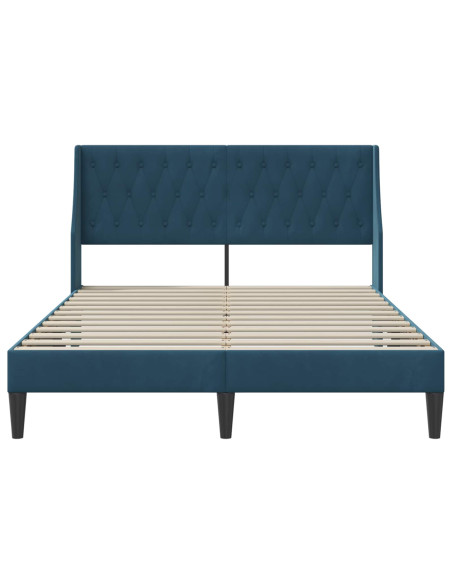Struttura del letto con testiera Blu 120 x 190 cm Velluto