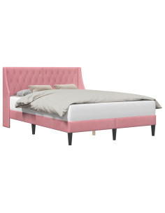 Struttura del letto con testiera Rosa 160 x 200 cm Velluto 2