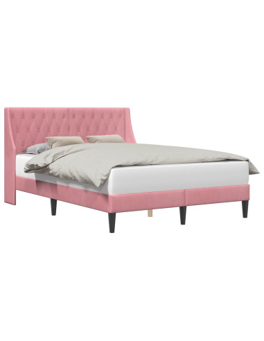 Struttura del letto con testiera Rosa 160 x 200 cm Velluto