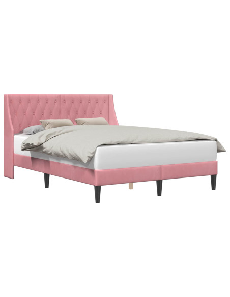 Struttura del letto con testiera Rosa 160 x 200 cm Velluto