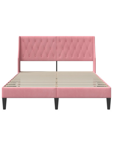 Struttura del letto con testiera Rosa 160 x 200 cm Velluto
