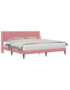 Struttura del letto con testiera Rosa 180 x 200 cm Velluto 2