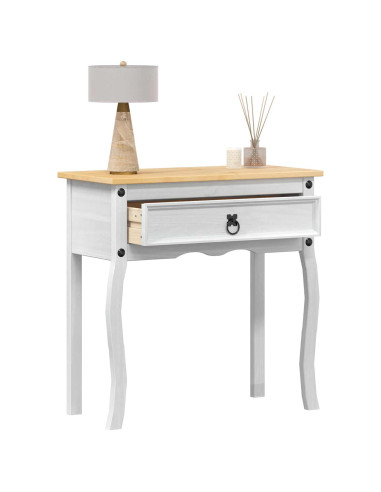 Tavolo Consolle Bianco 73 x 35 x 73 cm Pino massello