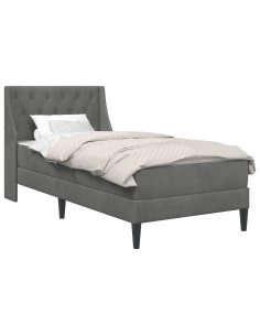 Struttura letto con materasso 2 pcs Grigio scuro Velluto 2
