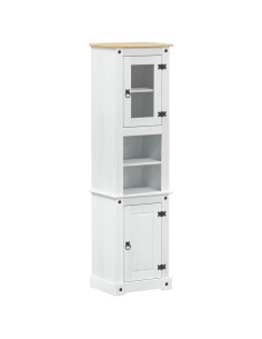 Mobile da Bagno con porta Bianco 50 x 40 x 185 cm Pino massello 2