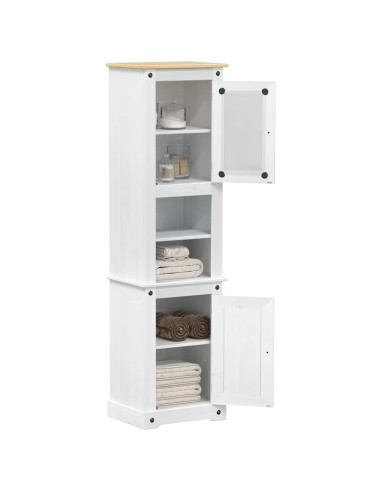 Mobile da Bagno con porta Bianco 50 x 40 x 185 cm Pino massello
