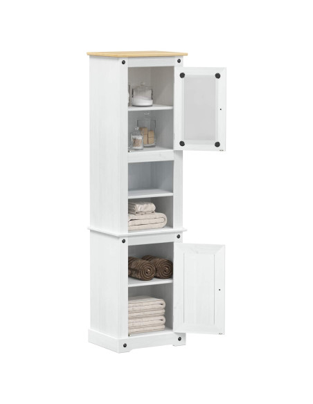 Mobile da Bagno con porta Bianco 50 x 40 x 185 cm Pino massello