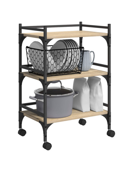 Carrello da Cucina Rovere Sonoma 50 x 35 x 75,5 cm