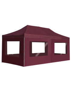 Gazebo Professionale Pieghevole Alluminio con Pareti 6x3m Vino 2
