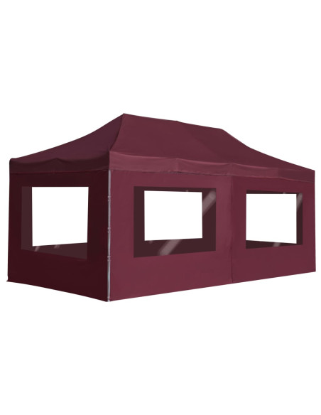 Gazebo Professionale Pieghevole Alluminio con Pareti 6x3m Vino