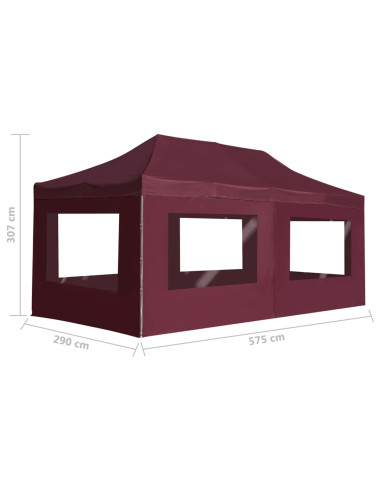 Gazebo Professionale Pieghevole Alluminio con Pareti 6x3m Vino