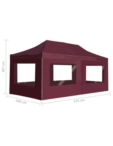 Gazebo Professionale Pieghevole Alluminio con Pareti 6x3m Vino