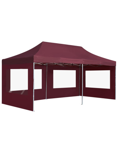 Gazebo Professionale Pieghevole Alluminio con Pareti 6x3m Vino