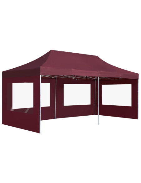 Gazebo Professionale Pieghevole Alluminio con Pareti 6x3m Vino