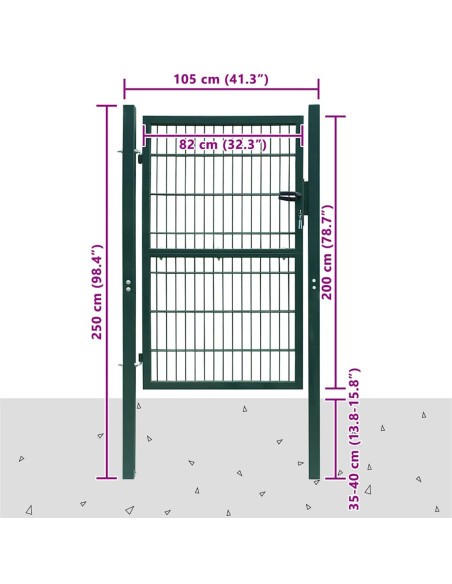 Cancello per Recinzione in Acciaio 100x200 cm Verde