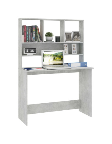 Scrivania Mensole Grigio Cemento 110x45x157cm Legno Multistrato