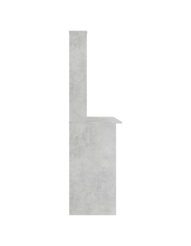 Scrivania Mensole Grigio Cemento 110x45x157cm Legno Multistrato