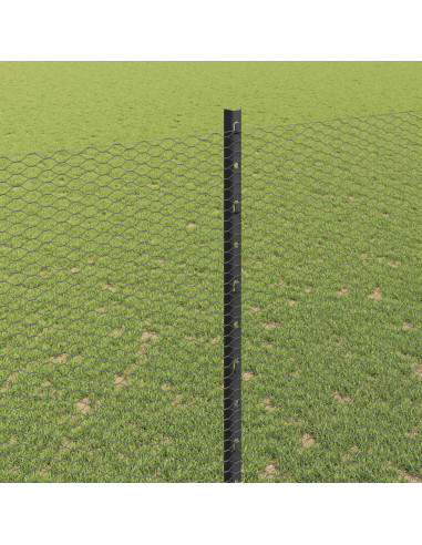 Recinzione con Posto Grigio 1,5 x 10 m Acciaio e PVC