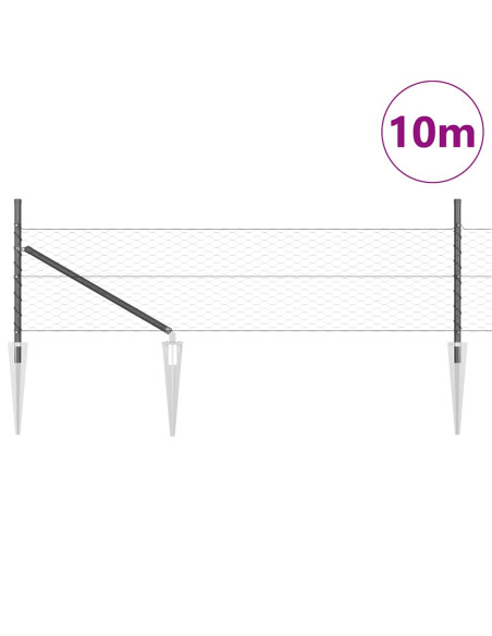 Palo della recinzione Grigio 10 x 0,8 m (rete 36 mm)