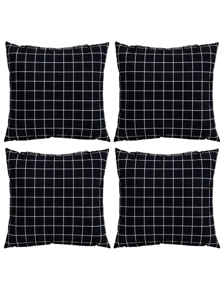 Cuscini Scatter a scacchi 4 pcs Quadro Nero 50 x 50 cm