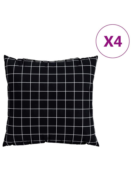 Cuscini Scatter a scacchi 4 pcs Quadro Nero 50 x 50 cm