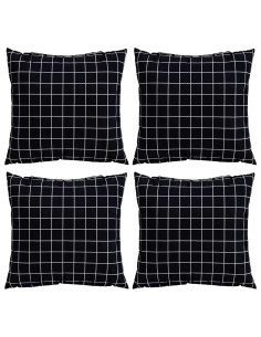 Cuscini Scatter a scacchi 4 pcs Quadro Nero 60 x 60 cm 2