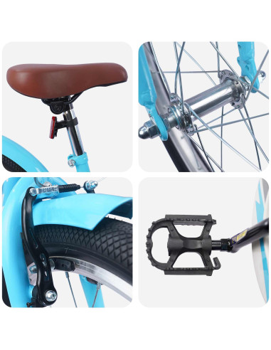 Bicicletta per Bambini 18 Pollici per 5-7 anni Blu Chiaro
