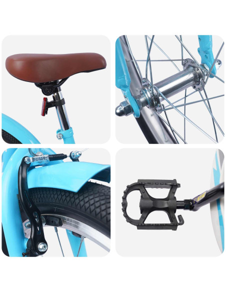 Bicicletta per Bambini 18 Pollici per 5-7 anni Blu Chiaro