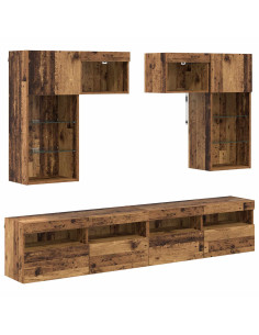 Unità per TV a Muro 6 pcs Rovere Nero Legno multistrato 2