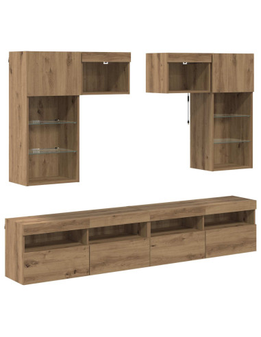 Unità per TV a Muro 6 pcs Legno vecchio Legno multistrato