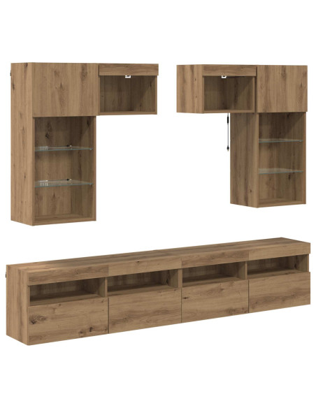 Unità per TV a Muro 6 pcs Legno vecchio Legno multistrato