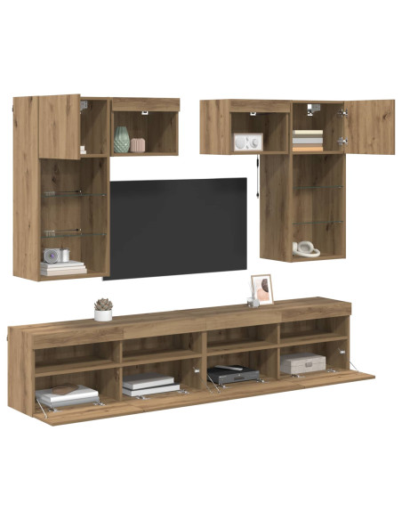 Unità per TV a Muro 6 pcs Legno vecchio Legno multistrato