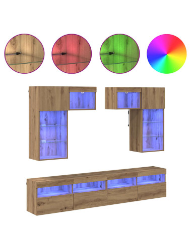 Unità per TV a Muro 6 pcs Legno vecchio Legno multistrato