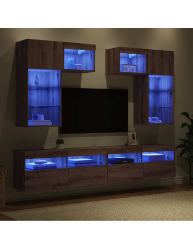 Unità per TV a Muro 6 pcs Legno vecchio Legno multistrato