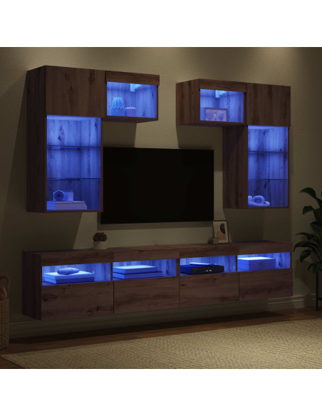 Unità per TV a Muro 6 pcs Legno vecchio Legno multistrato