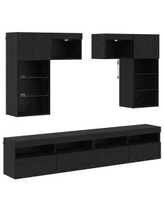 Unità per TV a Muro 6 pcs Rovere artigianale Legno multistrato 2