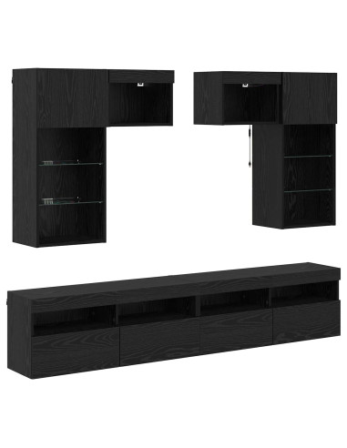 Unità per TV a Muro 6 pcs Rovere artigianale Legno multistrato