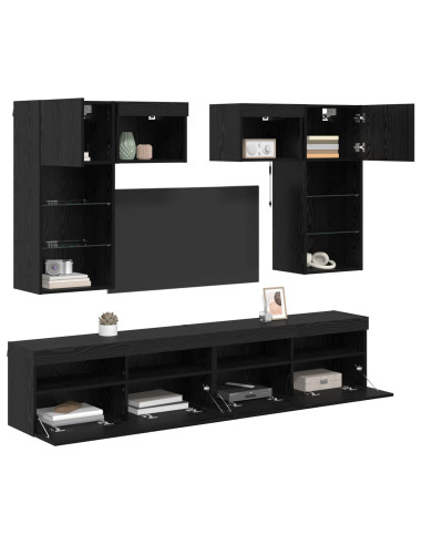 Unità per TV a Muro 6 pcs Rovere artigianale Legno multistrato