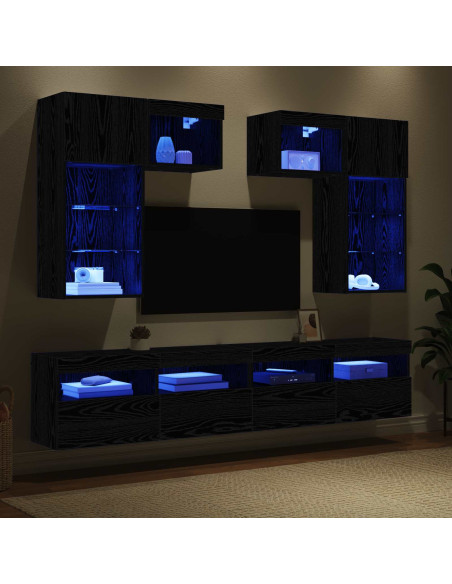 Unità per TV a Muro 6 pcs Rovere artigianale Legno multistrato