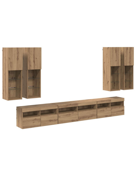 Set di Mobiletto da TV a Parete 7 pcs Rovere artigianale