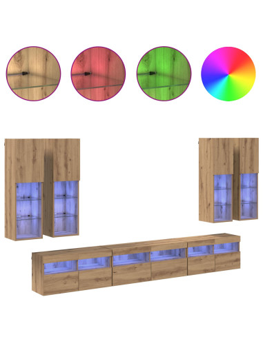 Set di Mobiletto da TV a Parete 7 pcs Rovere artigianale