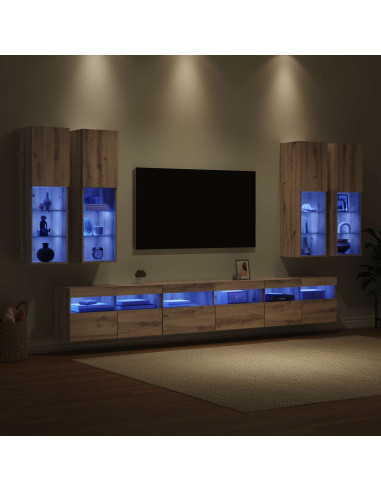 Set di Mobiletto da TV a Parete 7 pcs Rovere artigianale
