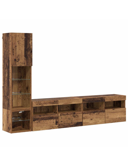 Unità TV da Parete 4 pcs Legno vecchio Legno multistrato