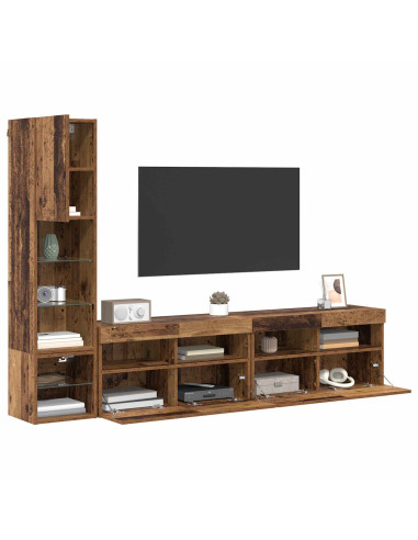 Unità TV da Parete 4 pcs Legno vecchio Legno multistrato
