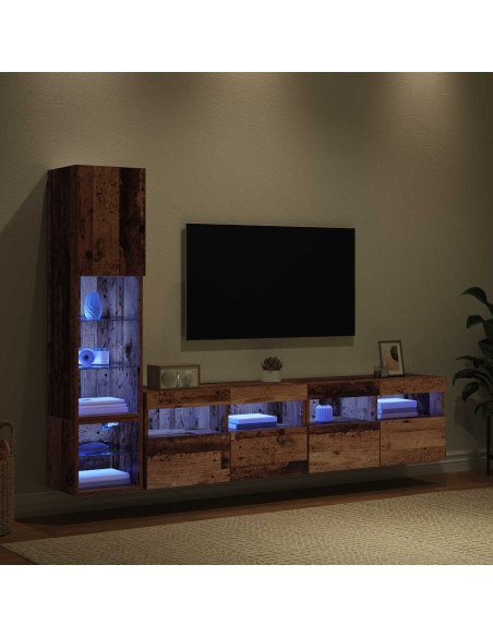 Unità TV da Parete 4 pcs Legno vecchio Legno multistrato