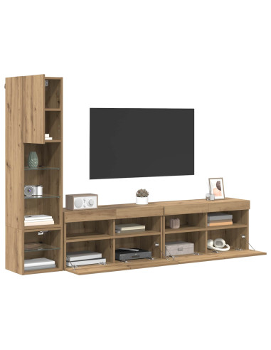 Unità TV da Parete 4 pcs Rovere artigianale Legno multistrato