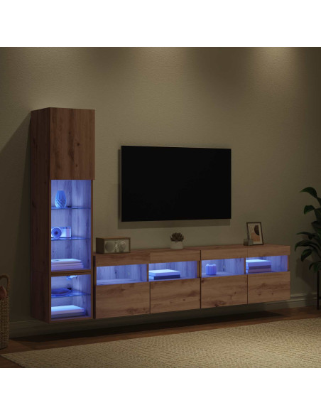 Unità TV da Parete 4 pcs Rovere artigianale Legno multistrato