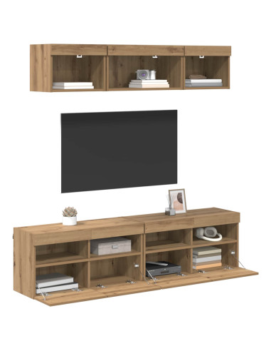 Unità a muro per TV con LED con led 5 pcs Rovere artigianale