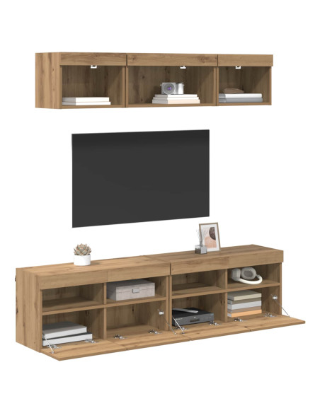 Unità a muro per TV con LED con led 5 pcs Rovere artigianale