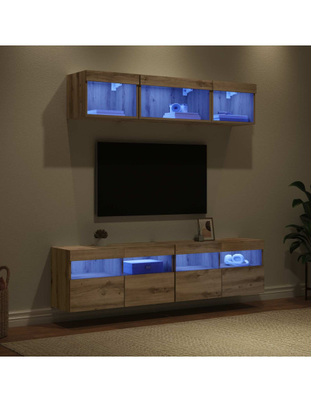 Unità a muro per TV con LED con led 5 pcs Rovere artigianale